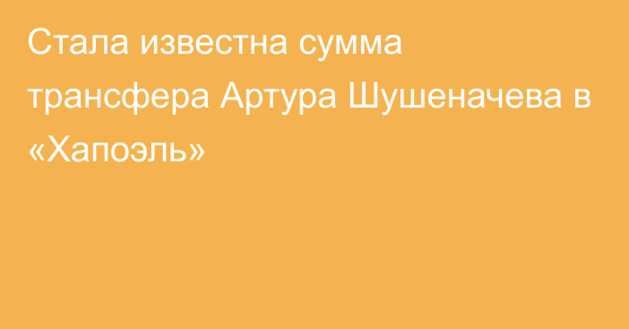 Стала известна сумма трансфера Артура Шушеначева в «Хапоэль»