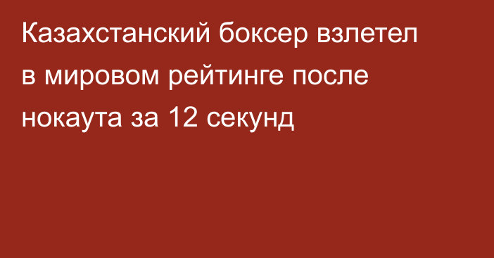 Казахстанский боксер взлетел в мировом рейтинге после нокаута за 12 секунд