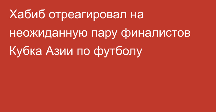 Хабиб отреагировал на неожиданную пару финалистов Кубка Азии по футболу