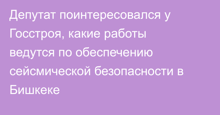 Депутат поинтересовался у Госстроя, какие работы ведутся по обеспечению сейсмической безопасности в Бишкеке