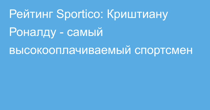 Рейтинг Sportico: Криштиану Роналду - самый высокооплачиваемый спортсмен