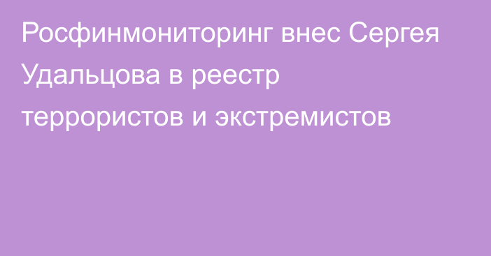 Росфинмониторинг внес Сергея Удальцова в реестр террористов и экстремистов