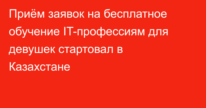 Приём заявок на бесплатное обучение IT-профессиям для девушек стартовал в Казахстане