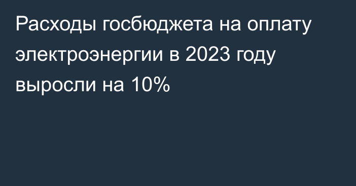 Расходы госбюджета на оплату электроэнергии в 2023 году выросли на 10%