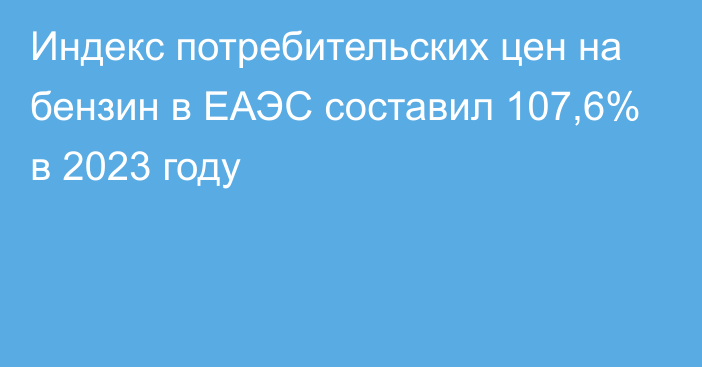 Индекс потребительских цен на бензин в ЕАЭС составил 107,6% в 2023 году