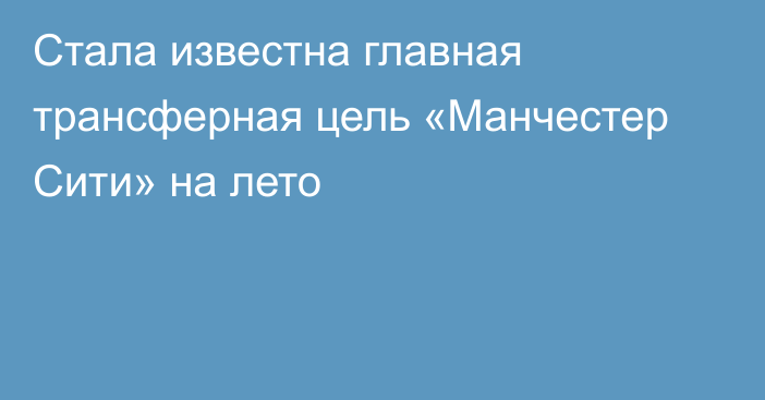 Стала известна главная трансферная цель «Манчестер Сити» на лето