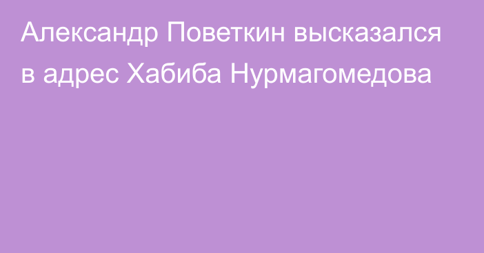 Александр Поветкин высказался в адрес Хабиба Нурмагомедова