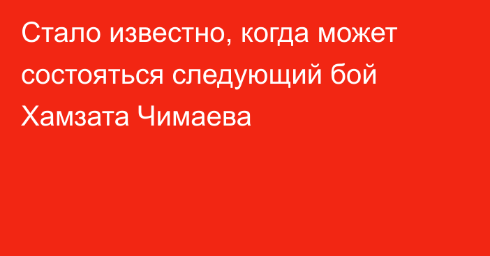 Стало известно, когда может состояться следующий бой Хамзата Чимаева