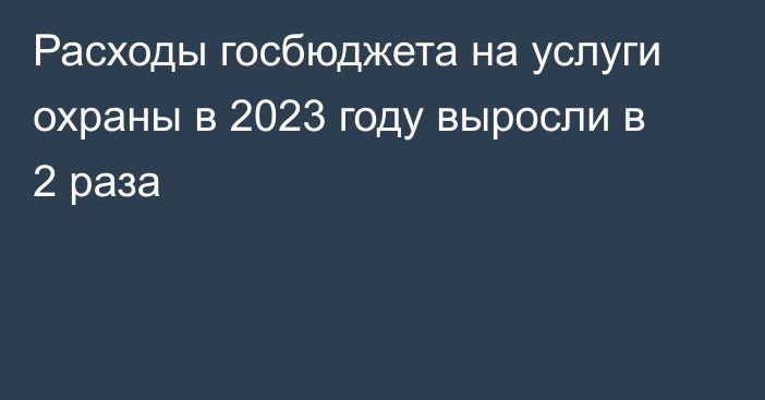 Расходы госбюджета на услуги охраны в 2023 году выросли в 2 раза