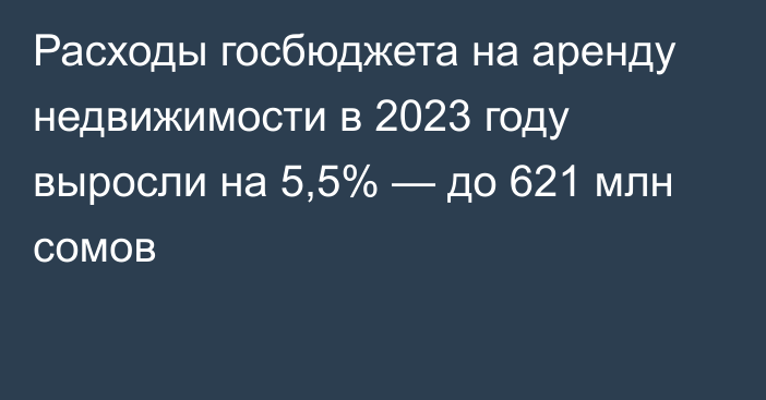 Расходы госбюджета на аренду недвижимости в 2023 году выросли на 5,5% — до 621 млн сомов