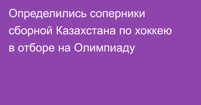 Определились соперники сборной Казахстана по хоккею в отборе на Олимпиаду