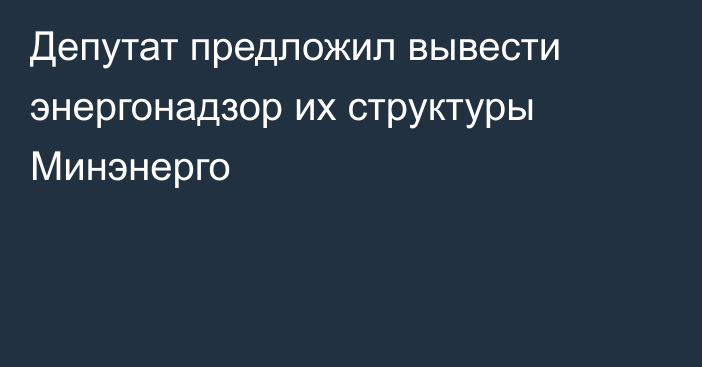 Депутат предложил вывести энергонадзор их структуры Минэнерго