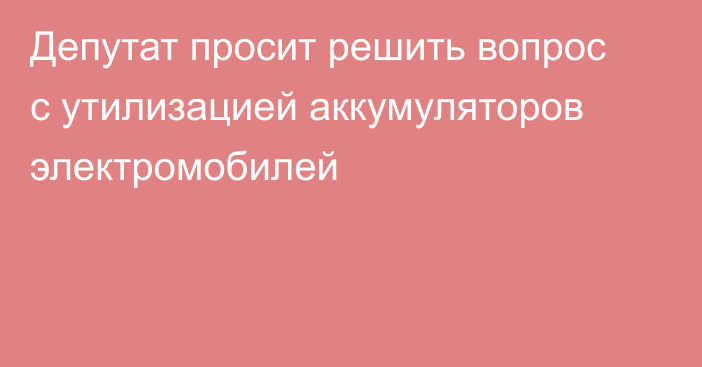 Депутат просит решить вопрос с утилизацией аккумуляторов электромобилей