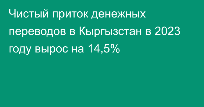 Чистый приток денежных переводов в Кыргызстан в 2023 году вырос на 14,5%