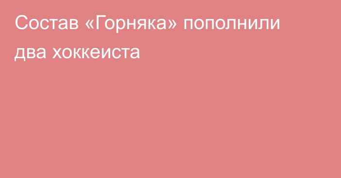 Состав «Горняка» пополнили два хоккеиста