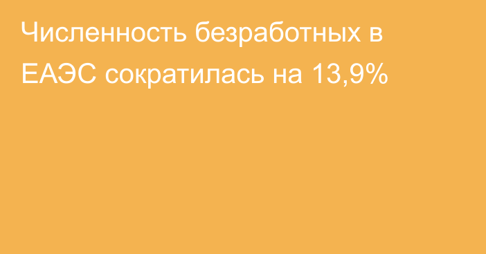 Численность безработных в ЕАЭС сократилась на 13,9%