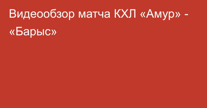 Видеообзор матча КХЛ «Амур» - «Барыс»