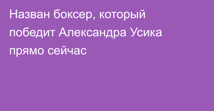 Назван боксер, который победит Александра Усика прямо сейчас