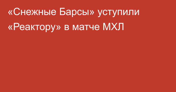 «Снежные Барсы» уступили «Реактору» в матче МХЛ