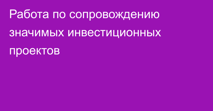 Работа по сопровождению значимых инвестиционных проектов