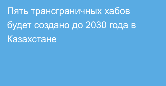 Пять трансграничных хабов будет создано до 2030 года в Казахстане