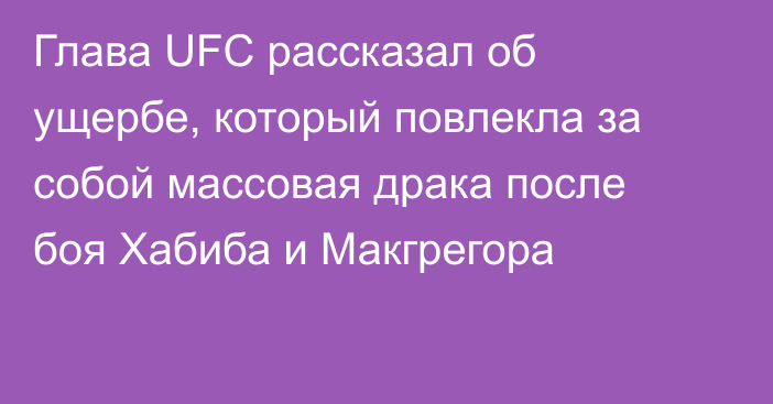 Глава UFC рассказал об ущербе, который повлекла за собой массовая драка после боя Хабиба и Макгрегора