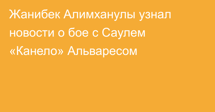 Жанибек Алимханулы узнал новости о бое с Саулем «Канело» Альваресом