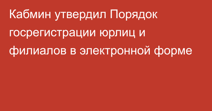 Кабмин утвердил Порядок госрегистрации юрлиц и филиалов в электронной форме