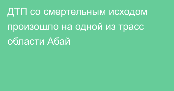 ДТП со смертельным исходом произошло на одной из трасс области Абай