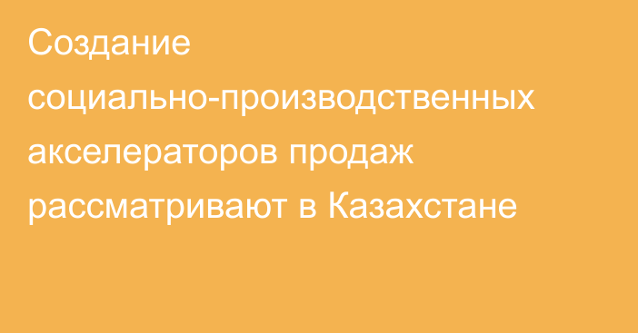 Создание социально-производственных акселераторов продаж рассматривают в Казахстане