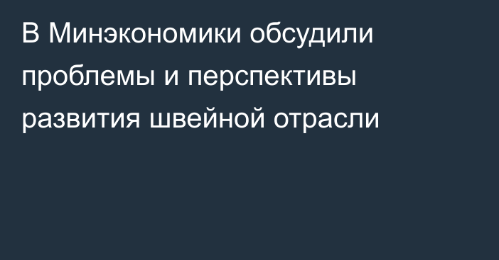 В Минэкономики обсудили проблемы и перспективы развития швейной отрасли