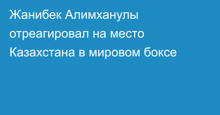 Жанибек Алимханулы отреагировал на место Казахстана в мировом боксе