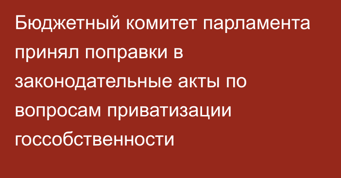 Бюджетный комитет парламента принял поправки в законодательные акты по вопросам приватизации госсобственности