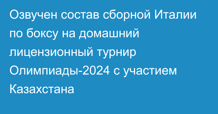 Озвучен состав сборной Италии по боксу на домашний лицензионный турнир Олимпиады-2024 с участием Казахстана