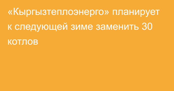 «Кыргызтеплоэнерго» планирует к следующей зиме заменить 30 котлов