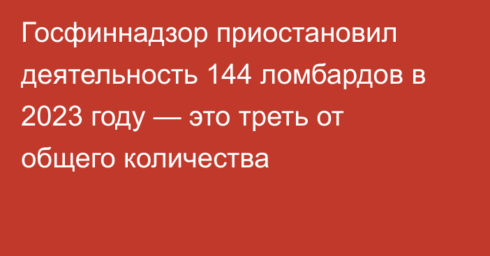 Госфиннадзор приостановил деятельность 144 ломбардов в 2023 году — это треть от общего количества