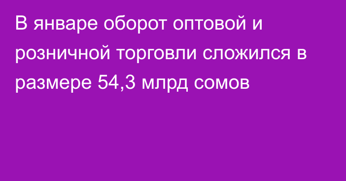 В январе оборот оптовой и розничной торговли сложился в размере 54,3 млрд сомов