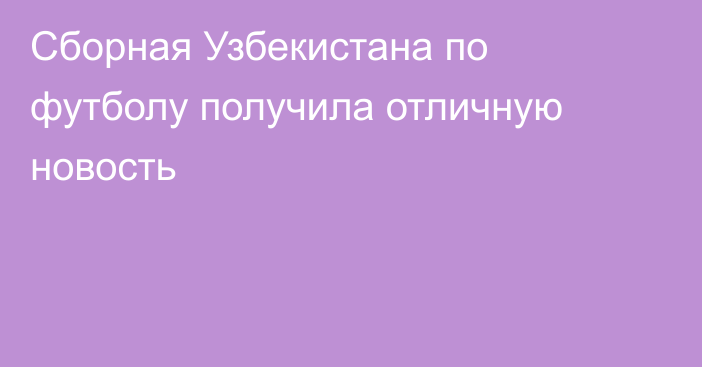 Сборная Узбекистана по футболу получила отличную новость