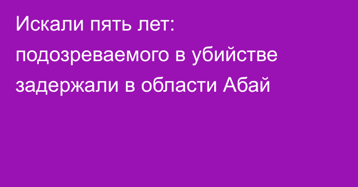 Искали пять лет: подозреваемого в убийстве задержали в области Абай