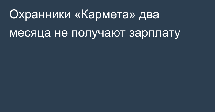 Охранники «Кармета» два месяца не получают зарплату