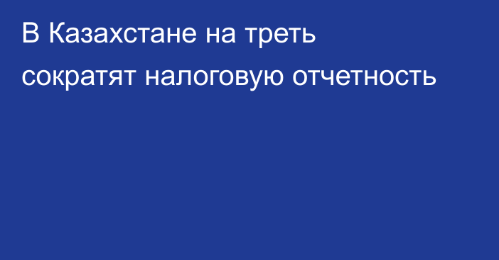 В Казахстане на треть сократят налоговую отчетность