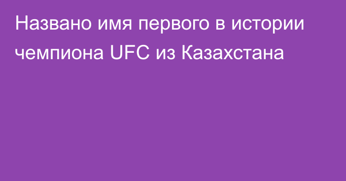 Названо имя первого в истории чемпиона UFC из Казахстана