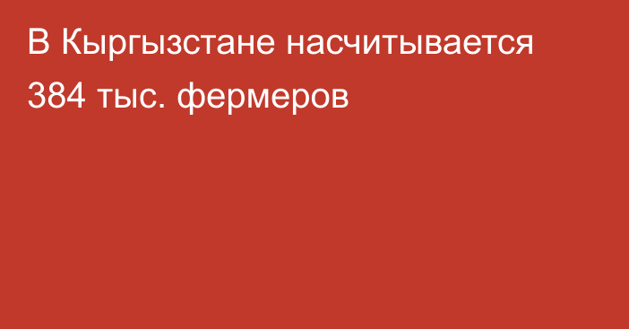 В Кыргызстане насчитывается 384 тыс. фермеров