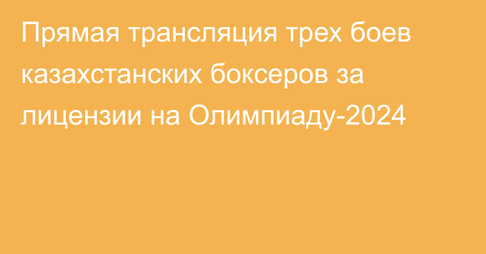 Прямая трансляция трех боев казахстанских боксеров за лицензии на Олимпиаду-2024