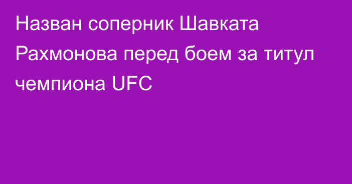 Назван соперник Шавката Рахмонова перед боем за титул чемпиона UFC