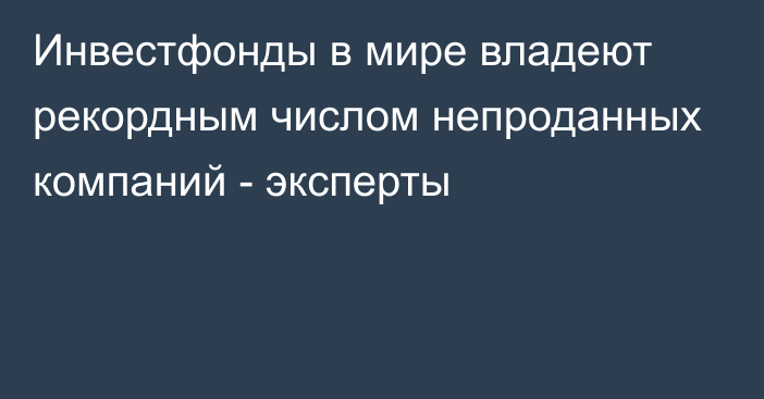 Инвестфонды в мире владеют рекордным числом непроданных компаний - эксперты