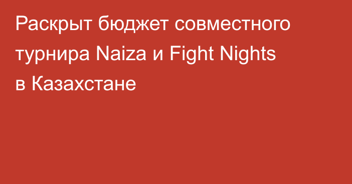 Раскрыт бюджет совместного турнира Naiza и Fight Nights в Казахстане