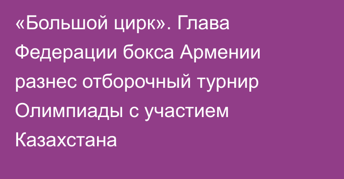 «Большой цирк». Глава Федерации бокса Армении разнес отборочный турнир Олимпиады с участием Казахстана