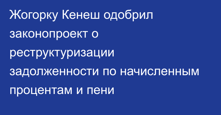 Жогорку Кенеш одобрил законопроект о реструктуризации задолженности по начисленным процентам и пени