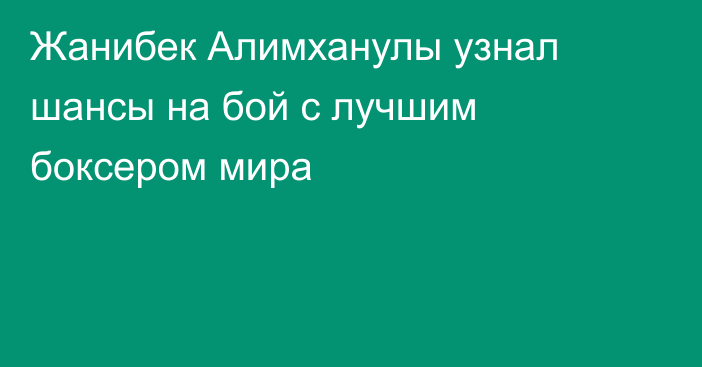 Жанибек Алимханулы узнал шансы на бой с лучшим боксером мира